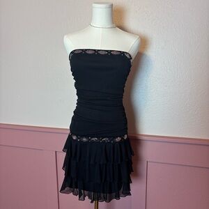 Byerwear Too! fairy whimsy y2k drop waist ruffle sequin dress sz medium black